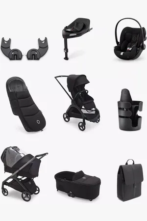 Bugaboo Dragonfly Pushchair, Carrycot & Accessories with Cybex Cloud G i-Size Rotating Car Seat & Base Bundle, , Midnight Black