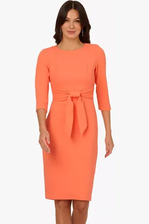 Adrianna Papell Knit Crepe Tie Waist Sheath Dress
