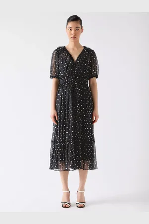 L.K. Bennett Gigi Polka Dot Plisse Dress