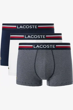 Lacoste Signature Plain/Stripe Trunks, Pack of 3