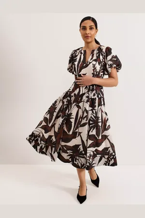 Phase Eight Petite Zarah Leaf Print Midi Dress