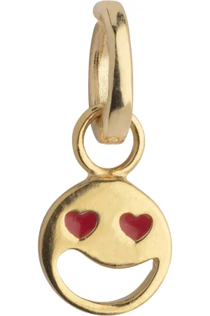 Enamel Chunky Smiley Charm, Red/Gold