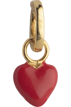 Enamel Amore Enamel Heart Charm, Red/Gold