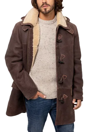 CELTIC & CO. Leather Duffle Coat, Antique Camel