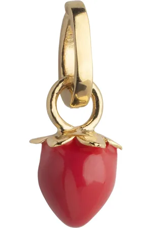 Enamel Sunny Strawberry Charm, Red/Gold