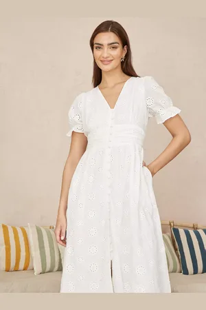 Yumi Broderie Anglaise Midi Dress