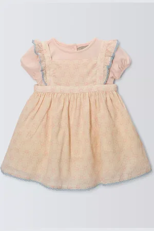John Lewis Baby Dobby Lace Print Pinafore Set