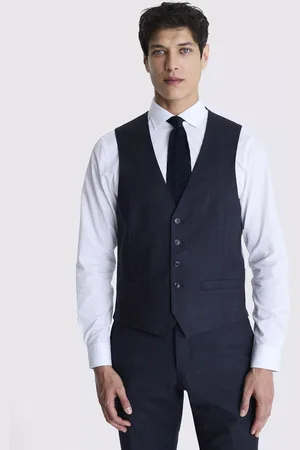 Moss Tailored Fit Wool Blend Check Performance Waistcoat