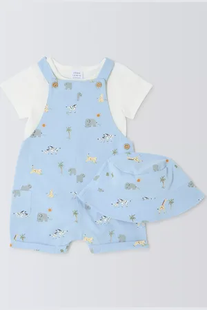 John Lewis Baby Safari Dungaree Shorts Set
