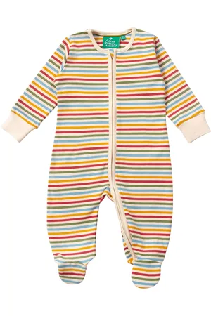 Little Green Radicals Baby Organic Cotton Stripe Zip-Up Sleepsuit