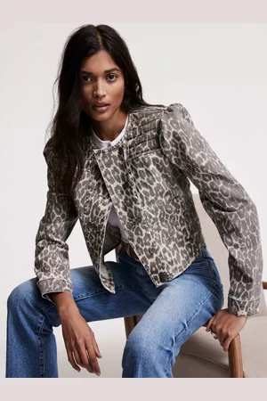 mint&berry Leopard Print Denim Jacket