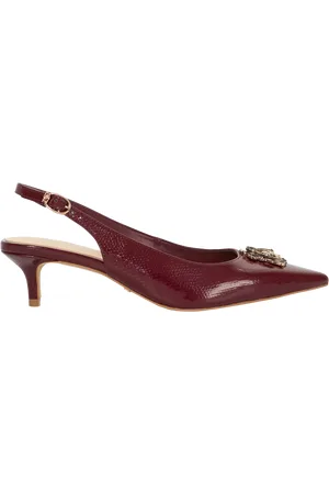 Dune Context Leather Kitten Heel Slingback Court Shoes