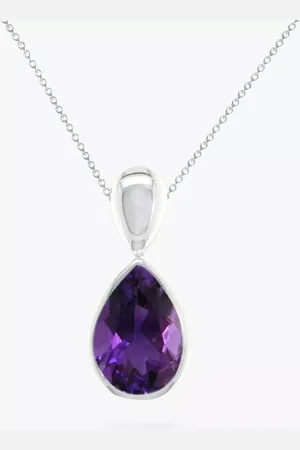 E.W Adams 9ct White Gold Teardrop Pendant Necklace