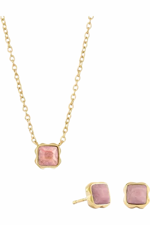 COEUR DE LION Semi-Precious Stone Pendant Necklace and Stud Earring Set, Gold