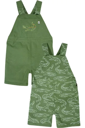 Frugi Baby Rocky Organic Cotton Reversible Dungarees, Croc Time