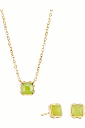 COEUR DE LION Semi-Precious Stone Pendant Necklace and Stud Earring Set, Gold