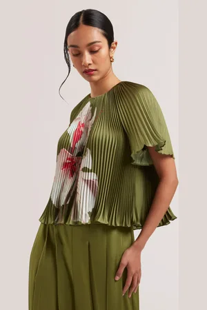 Ted Baker Lionaa Floral Pleated Short Sleeve Blouse