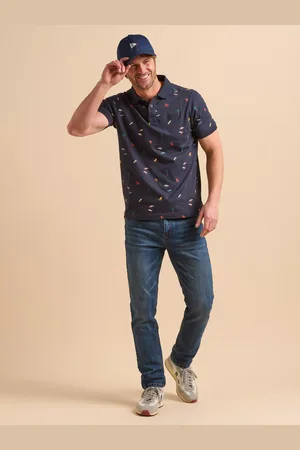 Brakeburn Cotton Regular Fit Short Sleeve Beach Scene Polo Shirt