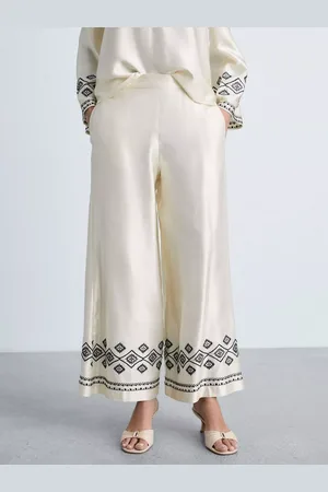 MANGO Ziad Embroidered Satin Trousers