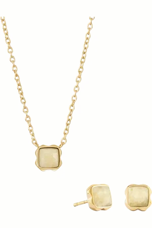 COEUR DE LION Semi-Precious Stone Pendant Necklace and Stud Earring Set, Gold