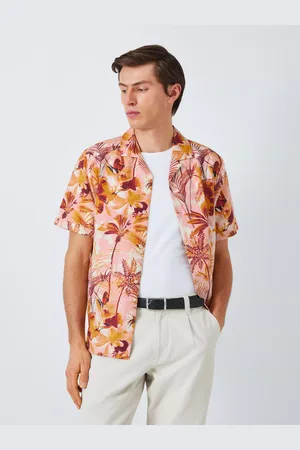 John Lewis Resort Collection Elysium Floral Print Linen Blend Short Sleeve Shirt