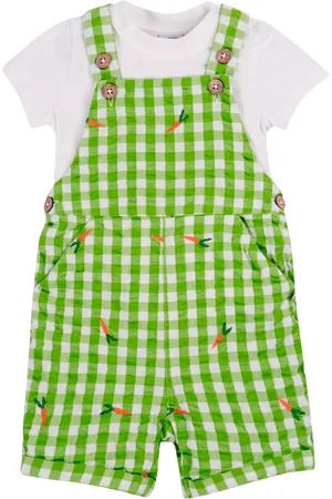 Frugi Baby Alfred Organic Cotton Bodysuit & Gingham Dungarees Set