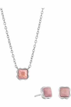 COEUR DE LION Semi-Precious Stone Pendant Necklace and Stud Earring Set, Silver