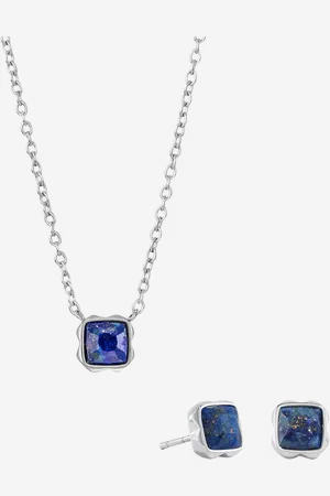 COEUR DE LION Semi-Precious Stone Pendant Necklace and Stud Earring Set, Silver