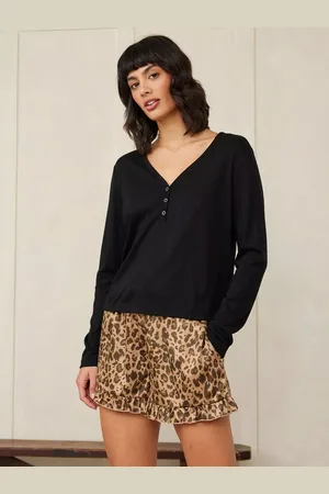 Chelsea Peers Henley & Animal Print Shorty Pyjama Set