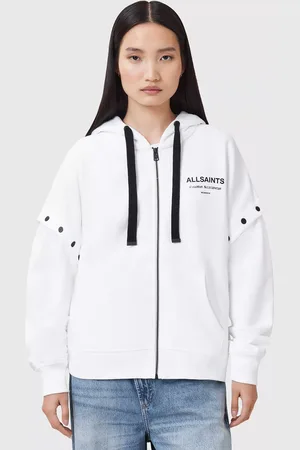 AllSaints Omnium Amphia Popper Sleeve Pure Organic Cotton Hoodie