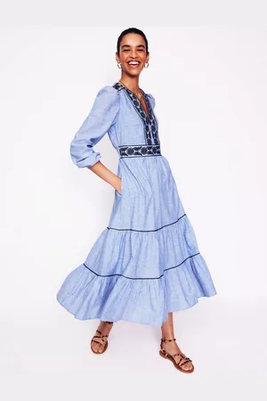 Boden Violet Linen Rich Midi Dress