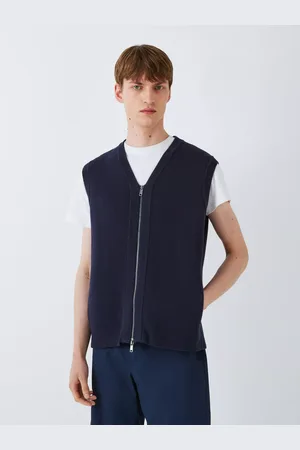 Kin V-Neck Zip Through Cotton Blend Knit Vest