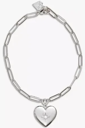 Wanderlust + Co Heart Locket Chain Bracelet