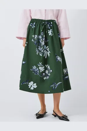 MARELLA Zambia Floral Print Cotton Blend Midi Skirt
