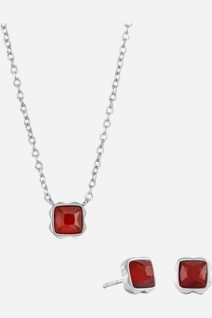 COEUR DE LION Semi-Precious Stone Pendant Necklace and Stud Earring Set, Silver