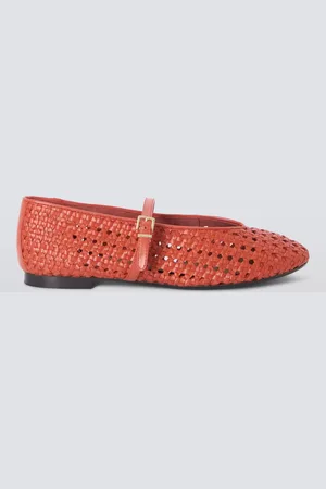 John Lewis Hackney Leather Crochet Woven Mary Jane Ballerina Pumps
