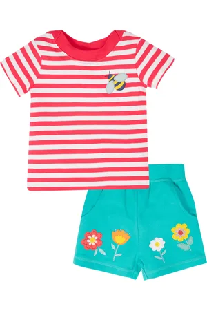 Frugi Baby Stripe Flowers Pure Organic Cotton Easy On Set