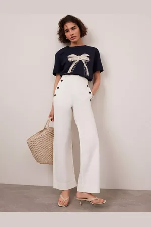 mint&berry Button Detail Cropped Trousers