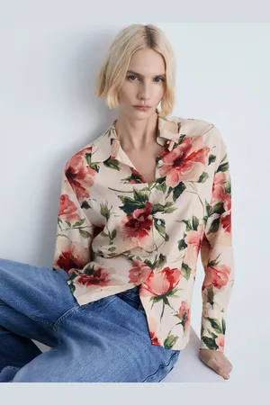 MANGO Floral Print Flowy Shirt