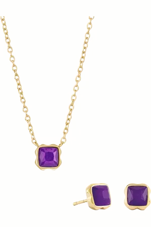 COEUR DE LION Semi-Precious Stone Pendant Necklace and Stud Earring Set, Gold