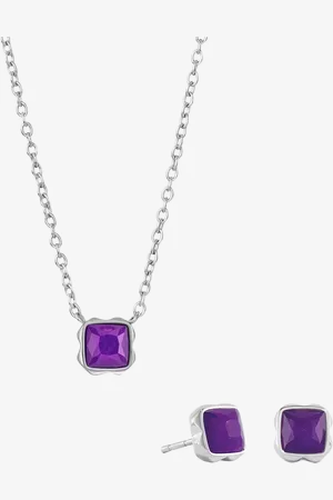 COEUR DE LION Semi-Precious Stone Pendant Necklace and Stud Earring Set, Silver