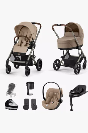 Cybex Balios S Lux Pushchair, Carrycot & Accessories with Cloud G Car Seat & Base G Bundle, Almond Beige/Black