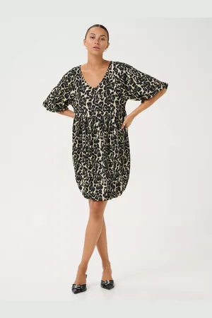 Kaffe Nani Leopard Print Tulip Knee Length Dress