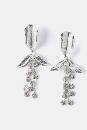 mint&berry Statement Floral Drop Earrings, Tone
