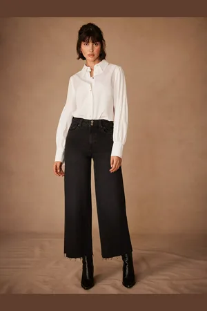 mint&berry High Rise Cropped Raw Hem Jeans
