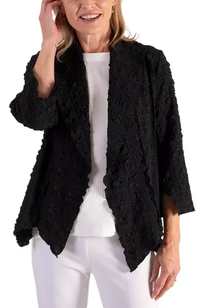 Chesca Geometric Textured Waterfall Jacket