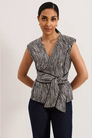 Phase Eight Petite Mariana Chain Print Linen Rich Top