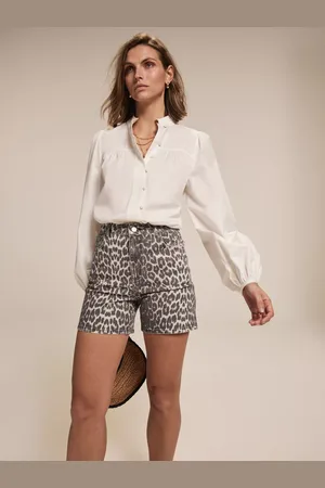 mint&berry Leopard Print Denim Shorts