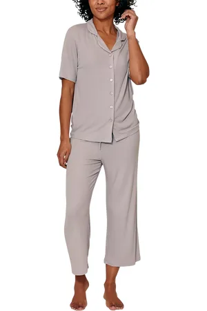 PRETTY YOU Ribbed Cropped Pyjama Set