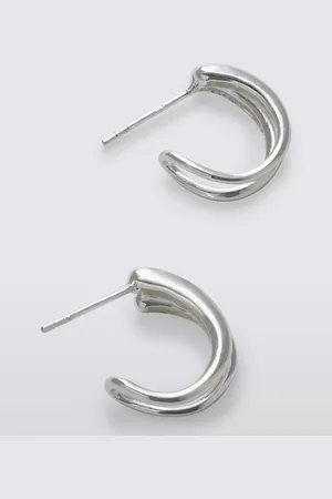 John Lewis Double Line Half Hoop Earrings